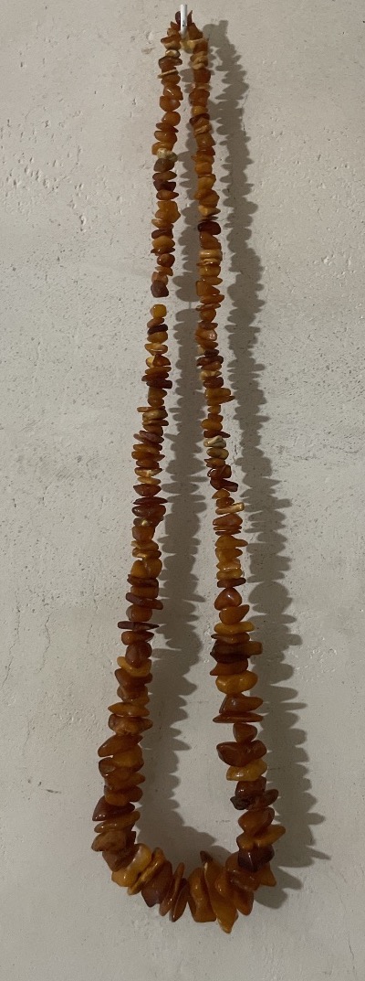 Antique Natural Amber Necklace – Approx. 110 Chips – 80 Cm-photo-2