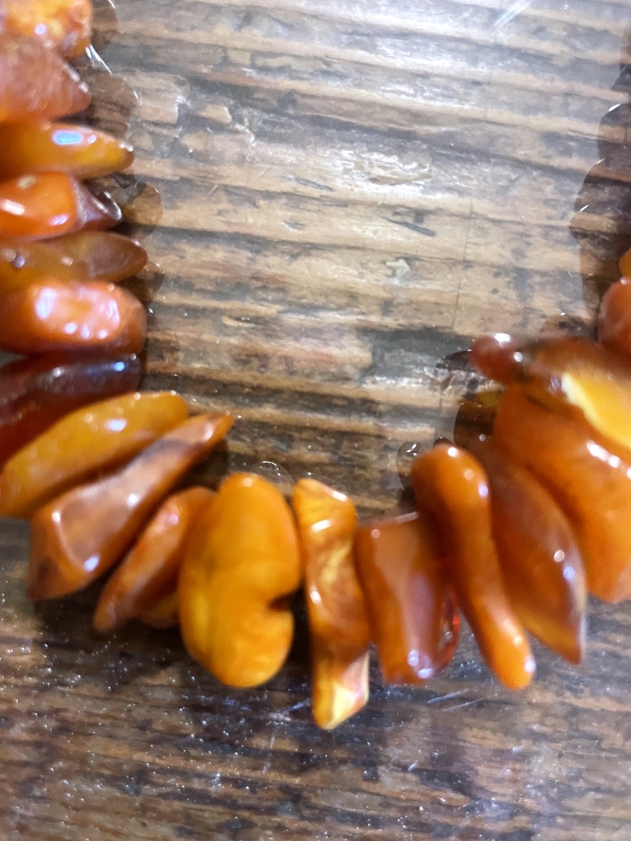 Antique Natural Amber Necklace – Approx. 110 Chips – 80 Cm-photo-3