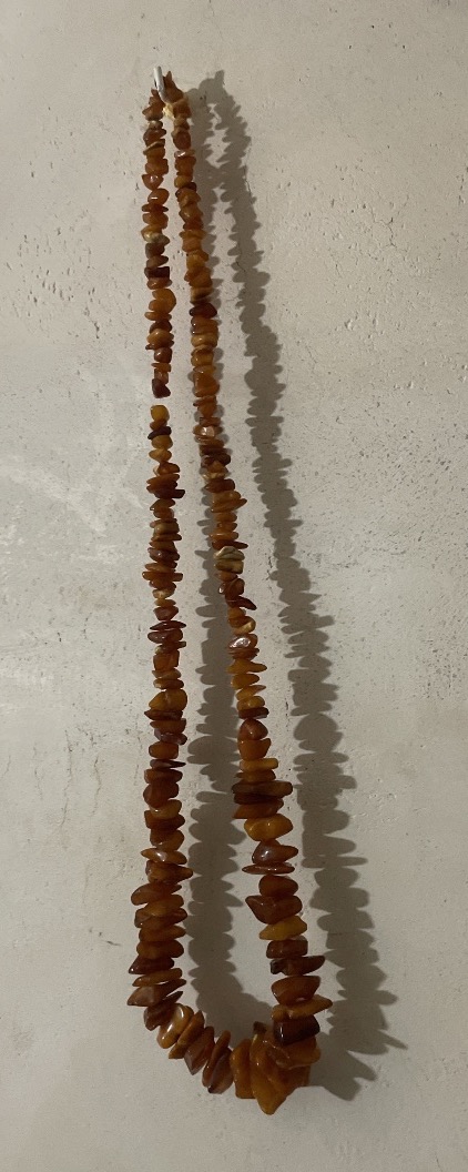 Antique Natural Amber Necklace – Approx. 110 Chips – 80 Cm-photo-5