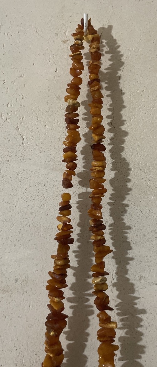 Antique Natural Amber Necklace – Approx. 110 Chips – 80 Cm-photo-6