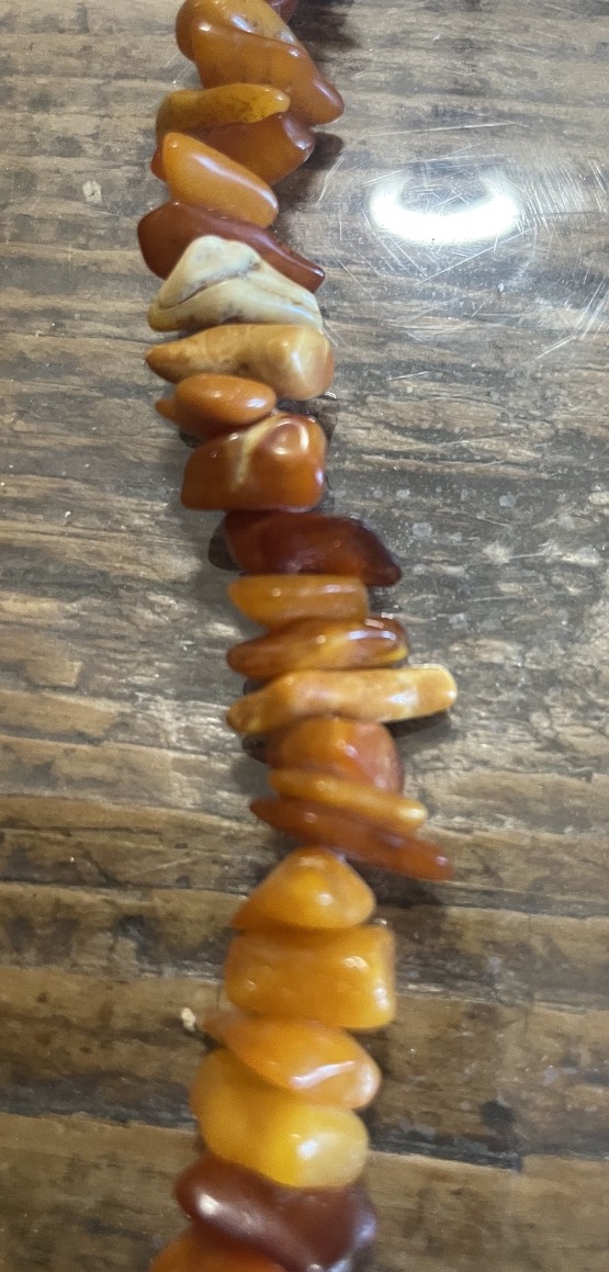 Antique Natural Amber Necklace – Approx. 110 Chips – 80 Cm-photo-2
