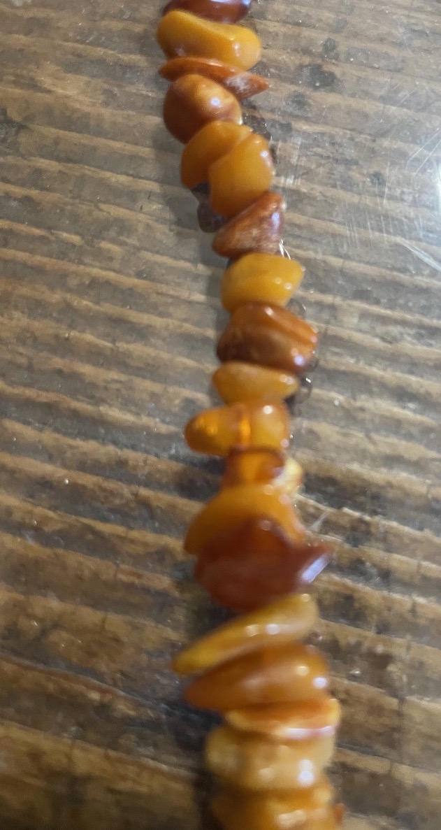 Antique Natural Amber Necklace – Approx. 110 Chips – 80 Cm-photo-3