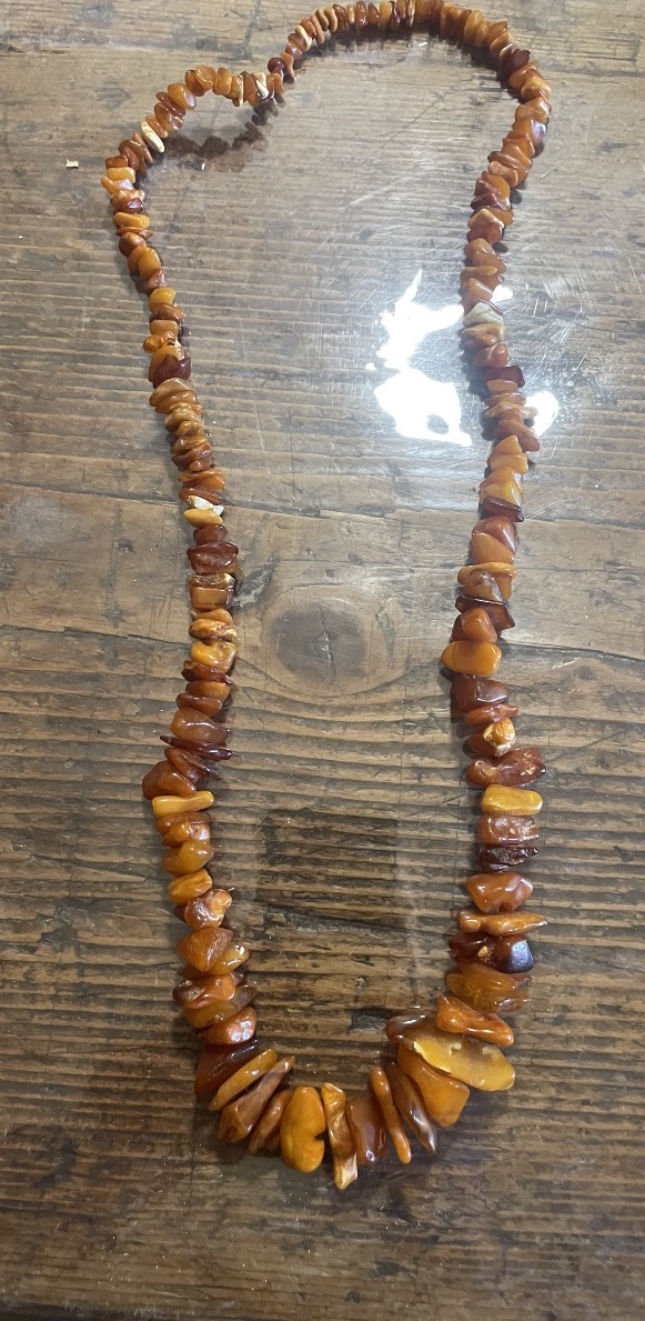 Antique Natural Amber Necklace – Approx. 110 Chips – 80 Cm