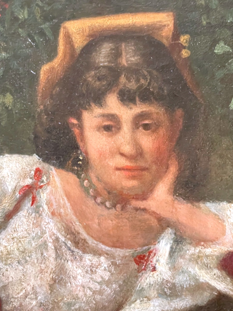Napolitaine au bord de la mer — XIXe siècle Huile sur toile, vers 1870-1880.-photo-3