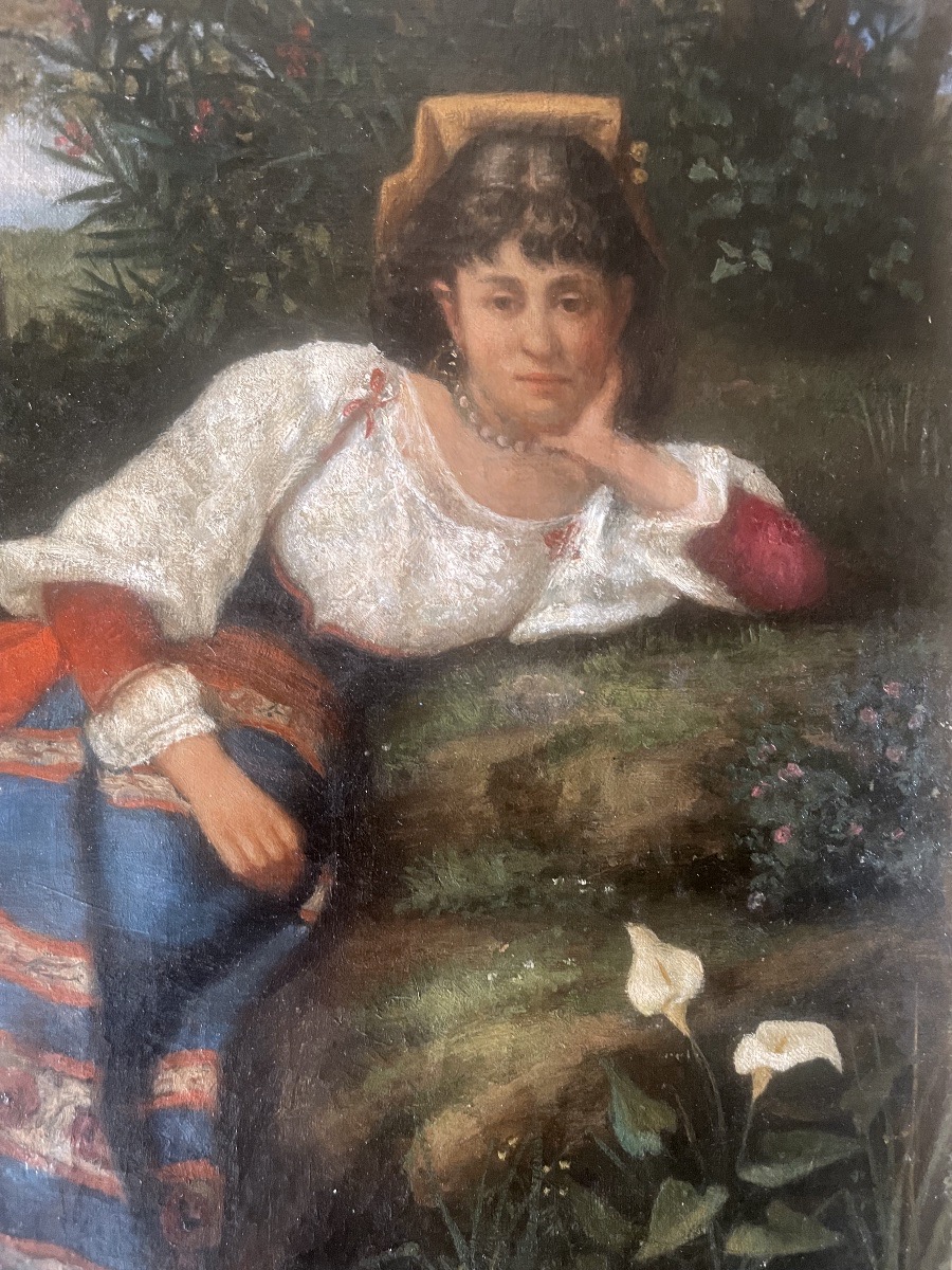 Napolitaine au bord de la mer — XIXe siècle Huile sur toile, vers 1870-1880.-photo-3