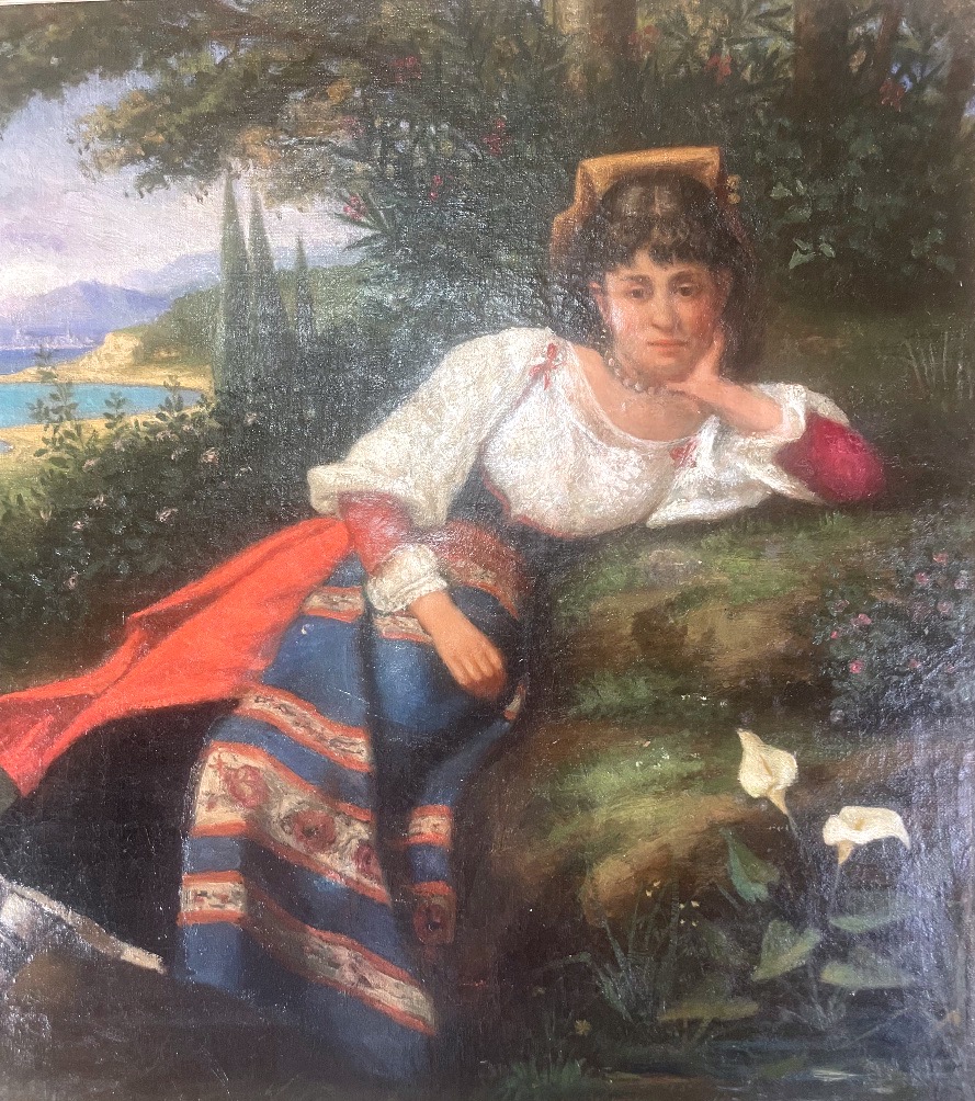 Napolitaine au bord de la mer — XIXe siècle Huile sur toile, vers 1870-1880.-photo-2