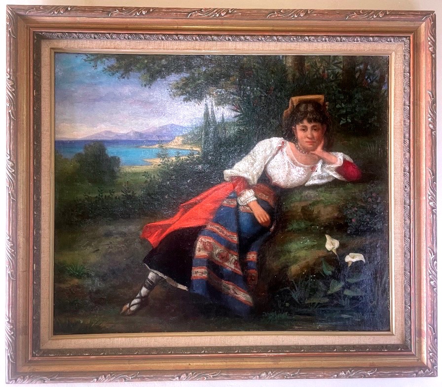 Napolitaine au bord de la mer — XIXe siècle Huile sur toile, vers 1870-1880.