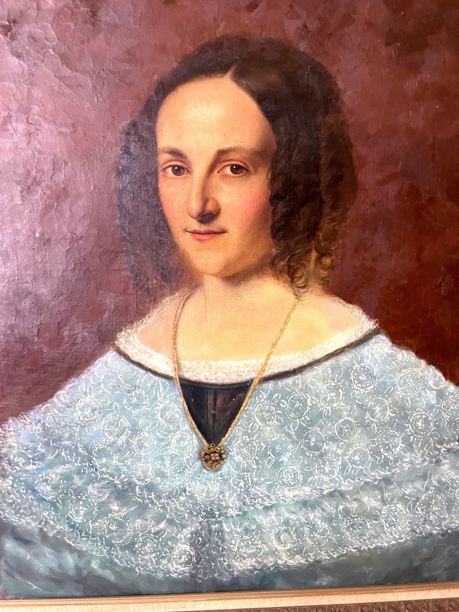 Portrait Of A Young Woman  – 1840, 19th-century French School – Attributed To J. L. Espérandieu?-photo-3