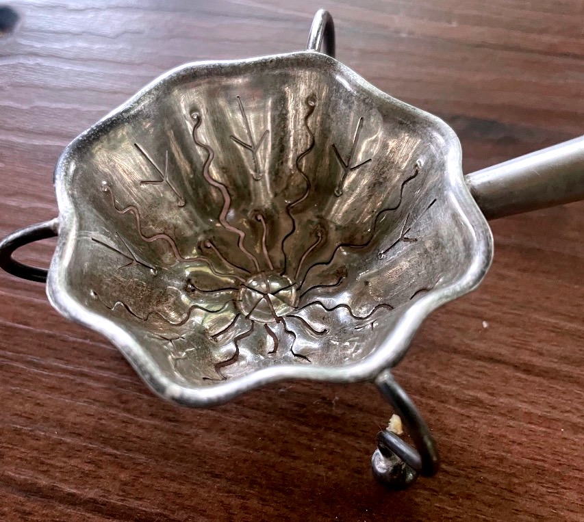 Small Solid Silver Tea Strainer – Henri Soufflot – Minerva Mark – 19th Century-photo-3