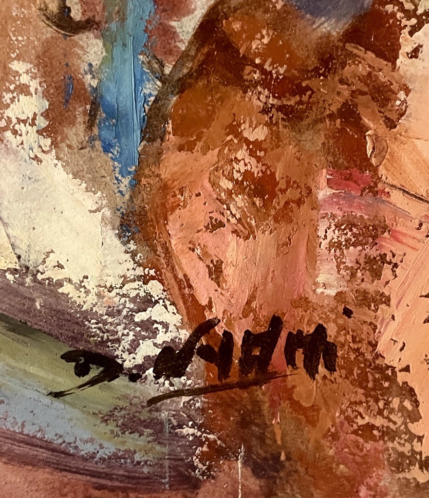 Paire de gouaches et aquarelles marocaines – Scène équestre et scène de rue – Signées-photo-2