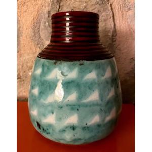 Art Deco Ceramic Vase Signed Lucie André