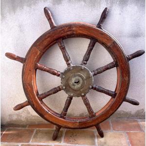Ancienne Barre De Bateau En Bois 