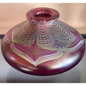 Glass Vase Signed Stuart Abelman, California, 1985