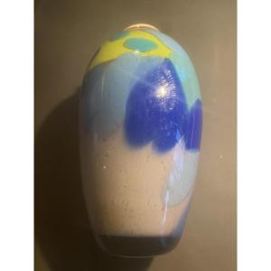 Large Vase In Blown Glass By Master Glassmaker Ada Loumani In Valbonne