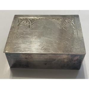 Rectangular Box In Solid Silver In Art Nouveau Style, Circa 1900.