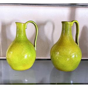 Pair Of Glazed Ceramic Pitchers – Atelier De Dieulefit – Circa 1950