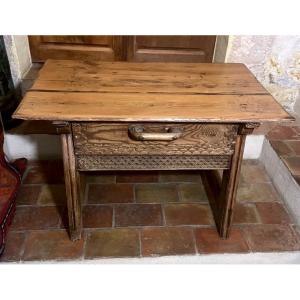 Small 19th Century Carved Pine Mountain Table