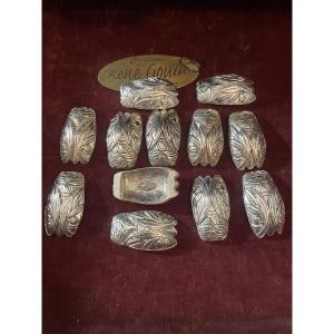 “cigales” Knife Block – 12-piece Set Designed By René Gouin – Olive Branch Motif