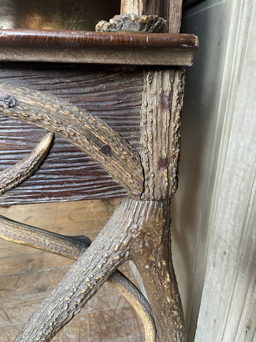 Desk In Deer Antler, Oak And Carved Lime -photo-6