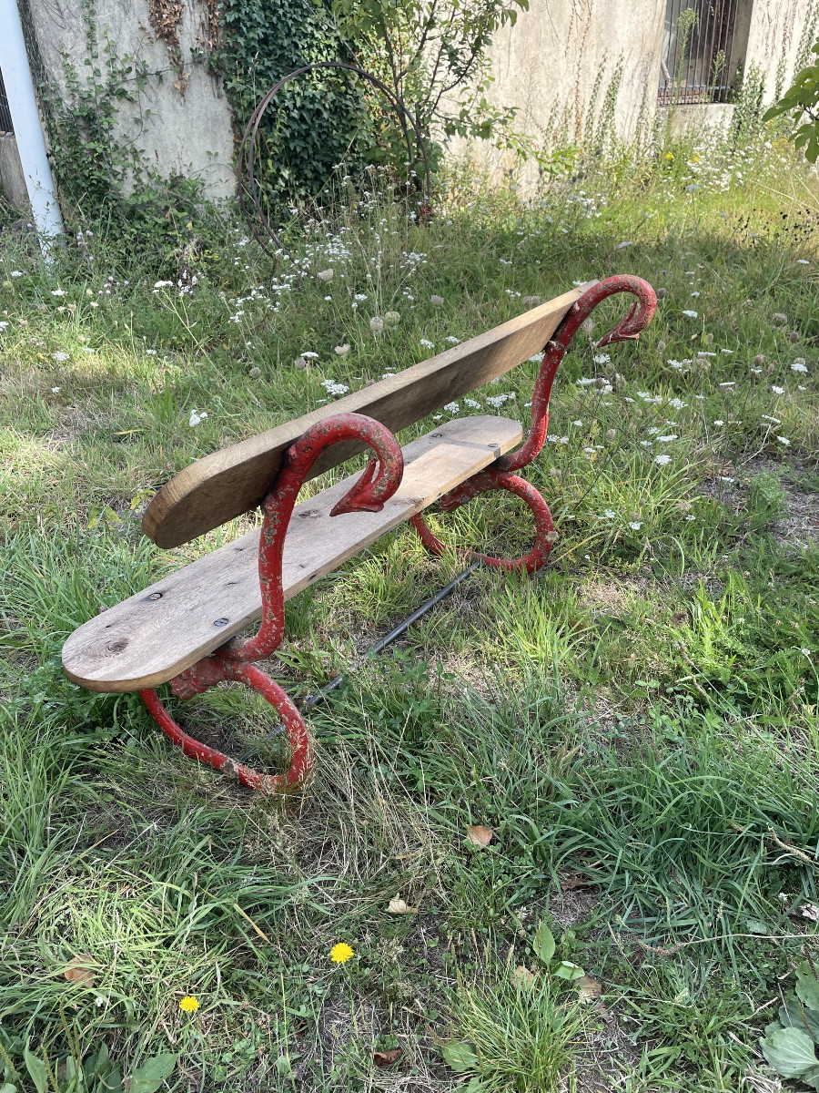 Cast Iron Garden Bench With Dragon Decoration. Length: 140 Cm-photo-4