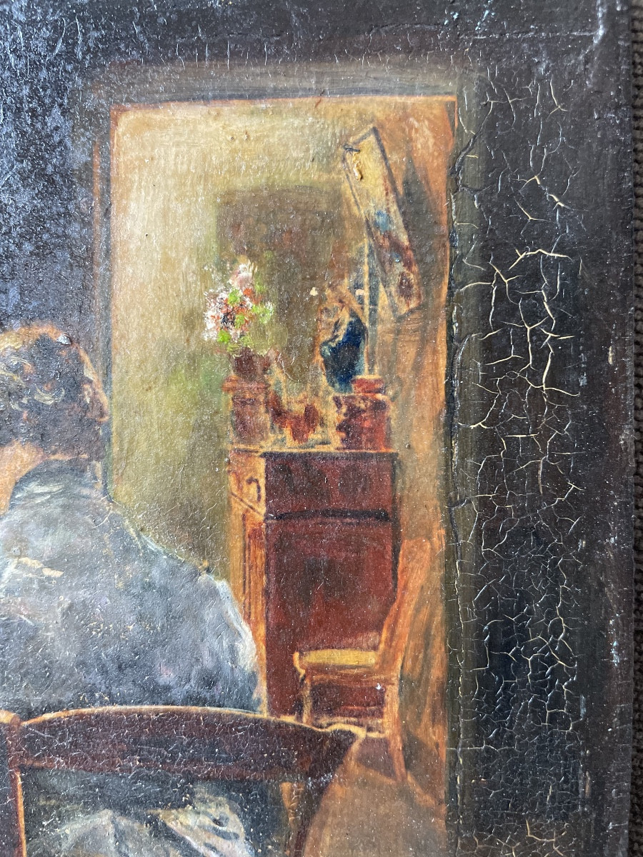 Huile sur bois XIXe -photo-3