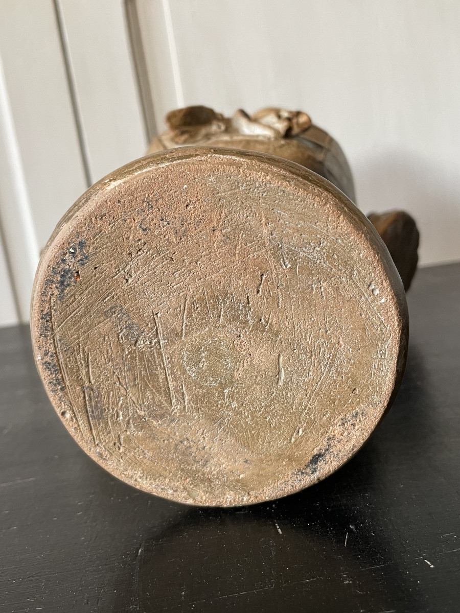 Terre cuite XIXe représentant une jeune femme -photo-3