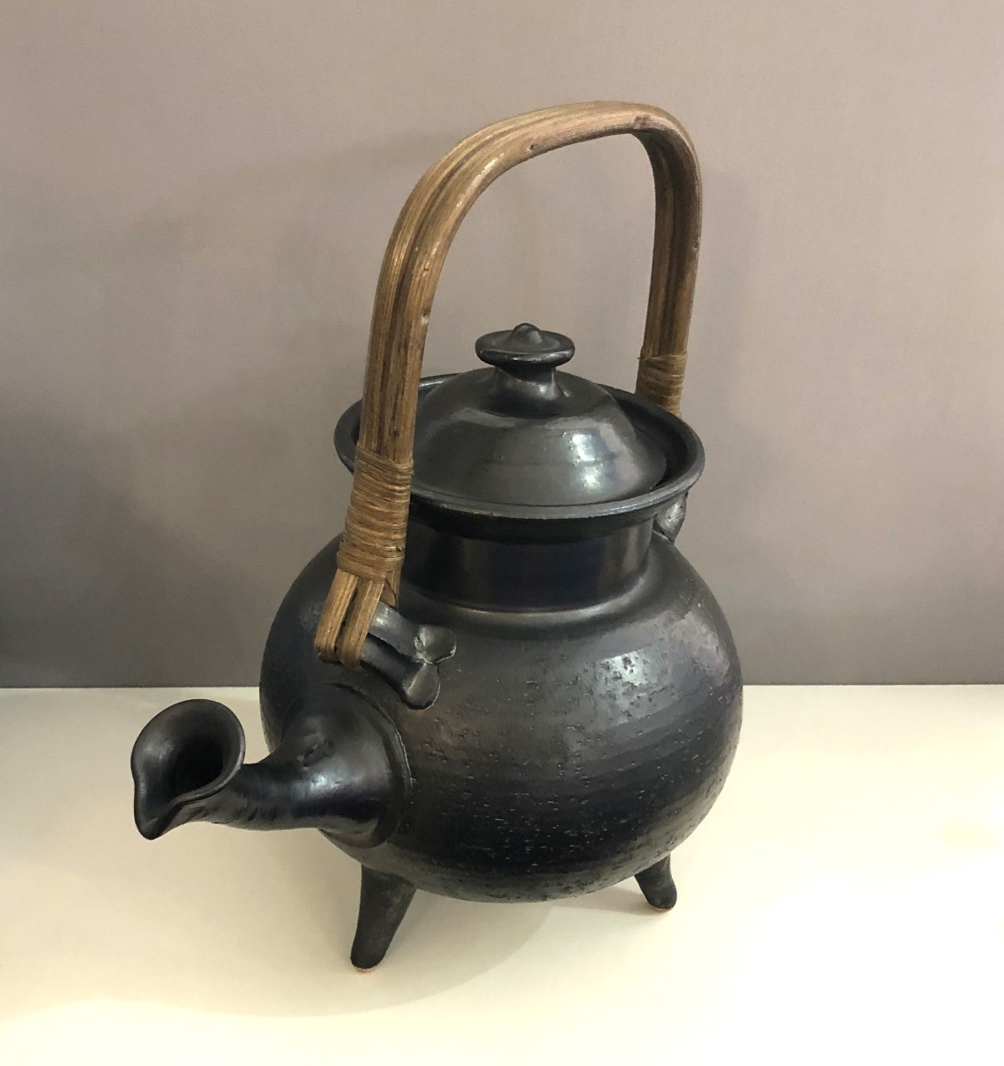 Large Ceramic Tripod Teapot Signed Jean Marais (1913-1998) Circa 1970-photo-4