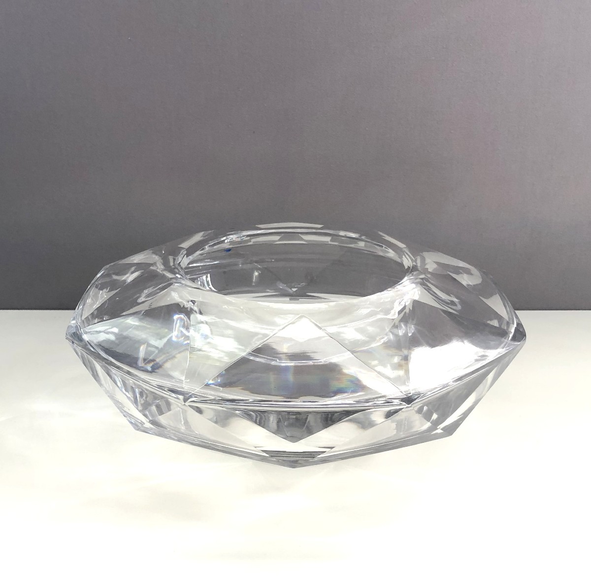coupe à fleurs / centre de table en cristal de BACCARAT signé, modèle DIAMANT-photo-5