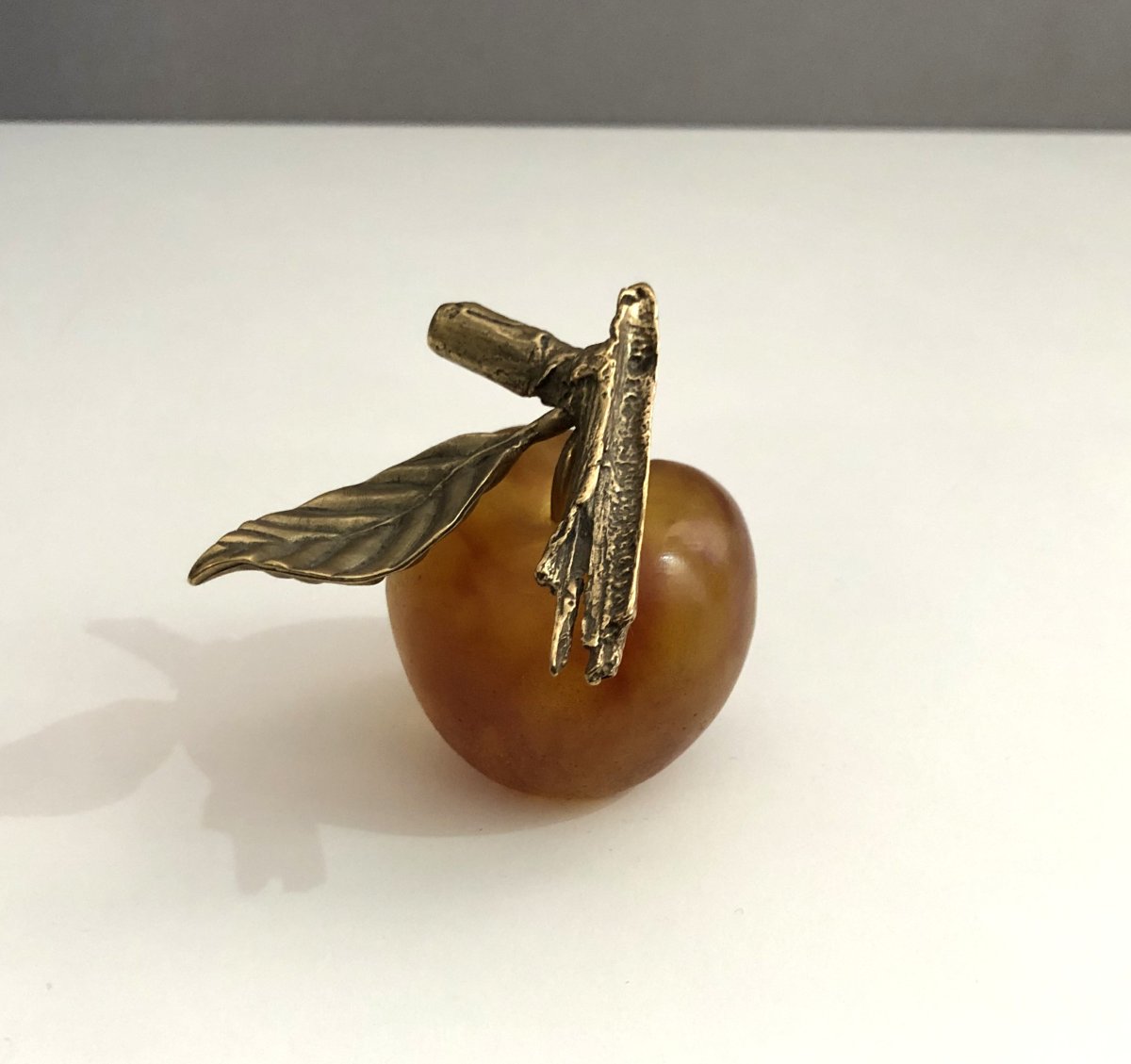 Reine Claude Sculpture In Glass Paste And Bronze Signed Daum France-photo-1