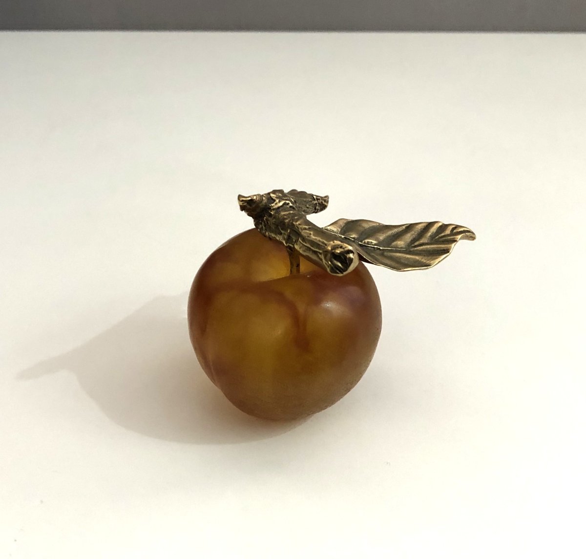 Reine Claude Sculpture In Glass Paste And Bronze Signed Daum France-photo-3