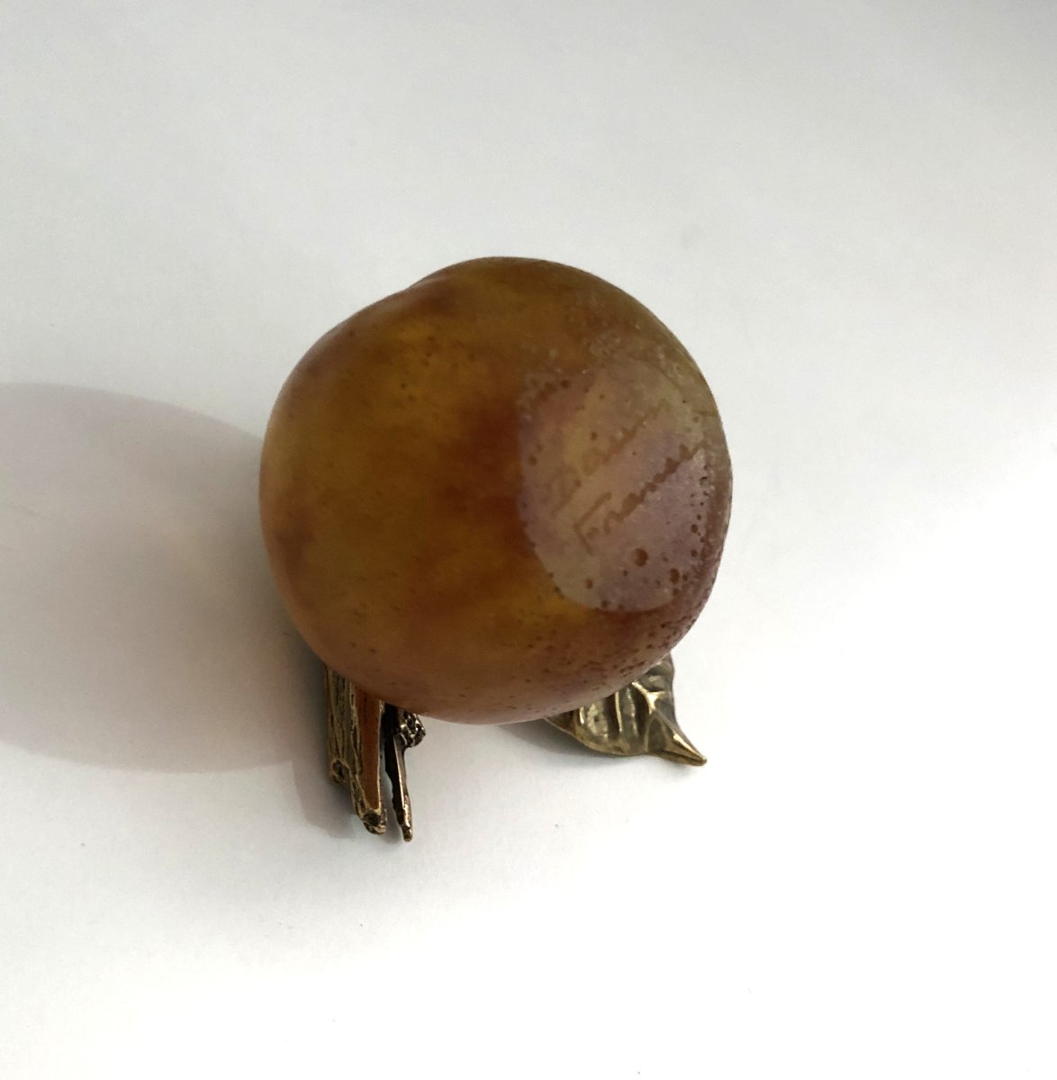 Reine Claude Sculpture In Glass Paste And Bronze Signed Daum France-photo-6