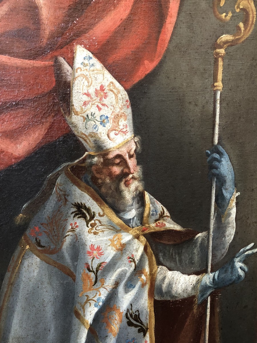 French School Late 18th / Early 19th Century Saint Nicholas Oil On Canvas 70 X 100 Cm-photo-2
