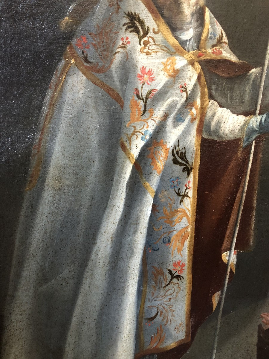 French School Late 18th / Early 19th Century Saint Nicholas Oil On Canvas 70 X 100 Cm-photo-3