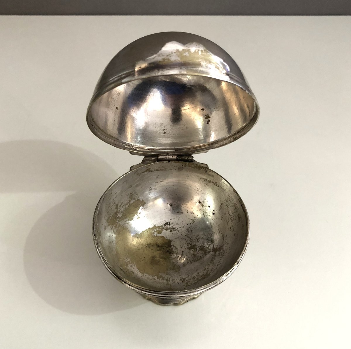 Old Silver-plated Metal Sponge/soap Ball From The 18th Century-photo-6