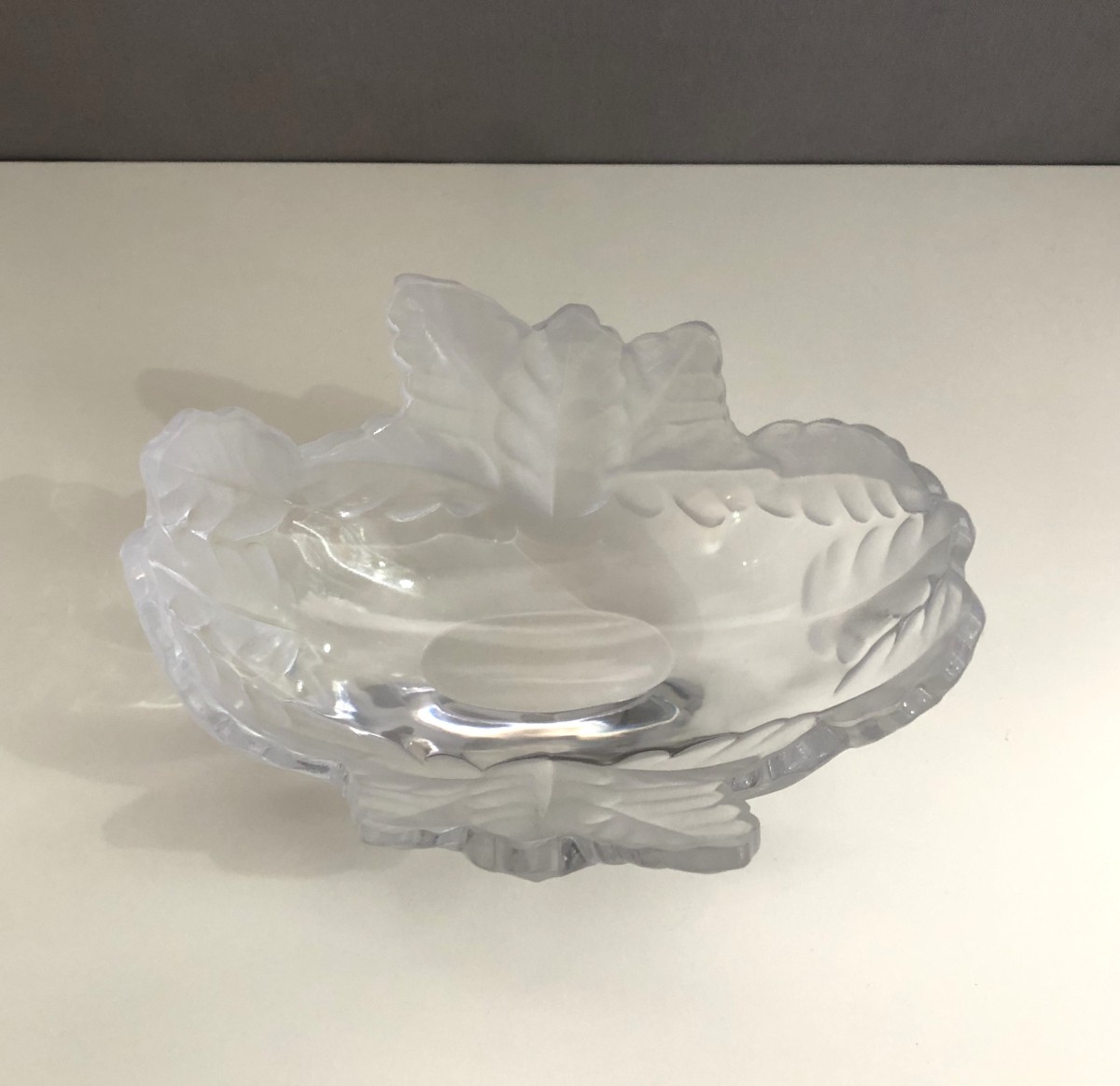 Crystal Bowl / Planter Signed Lalique France Model Compiegne 20 Cm-photo-3