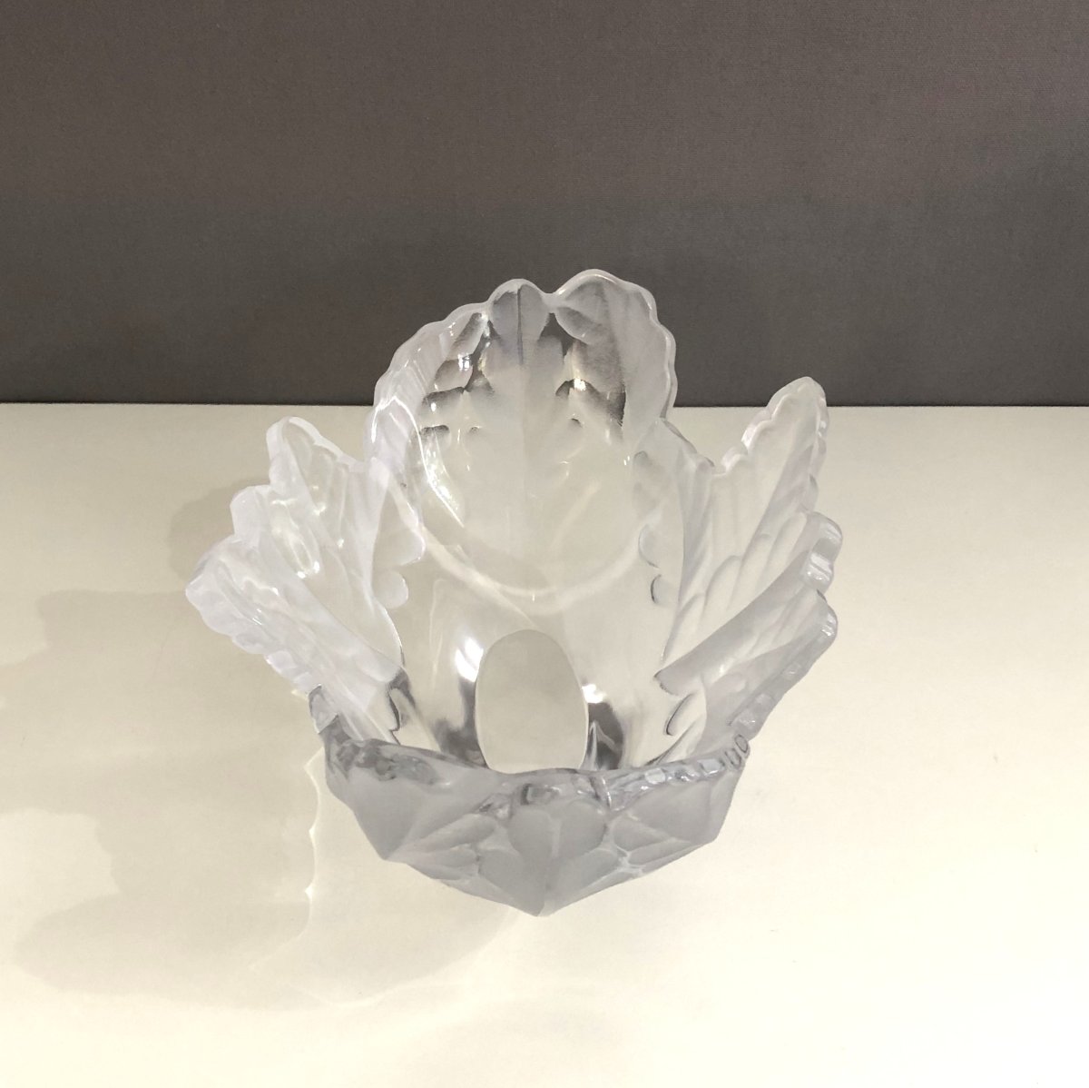 Crystal Bowl / Planter Signed Lalique France Model Compiegne 20 Cm-photo-1