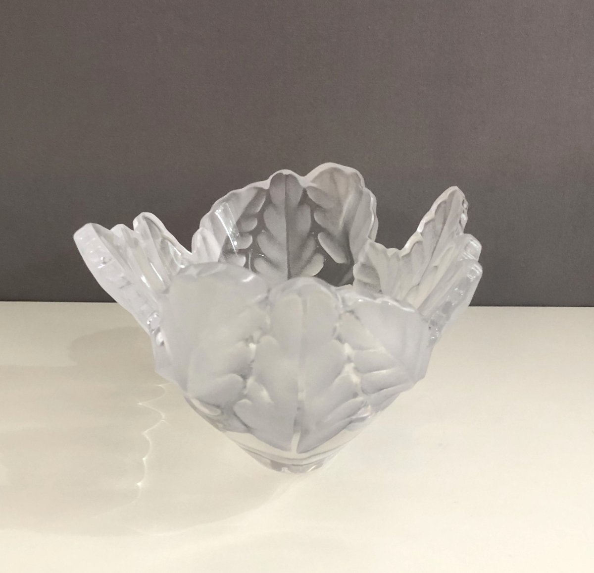 Crystal Bowl / Planter Signed Lalique France Model Compiegne 20 Cm-photo-2