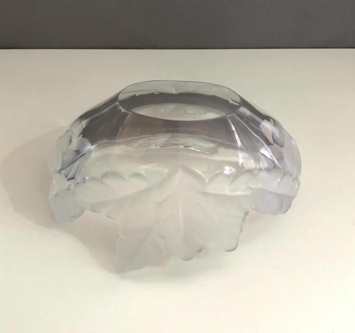 Crystal Bowl / Planter Signed Lalique France Model Compiegne 20 Cm-photo-4