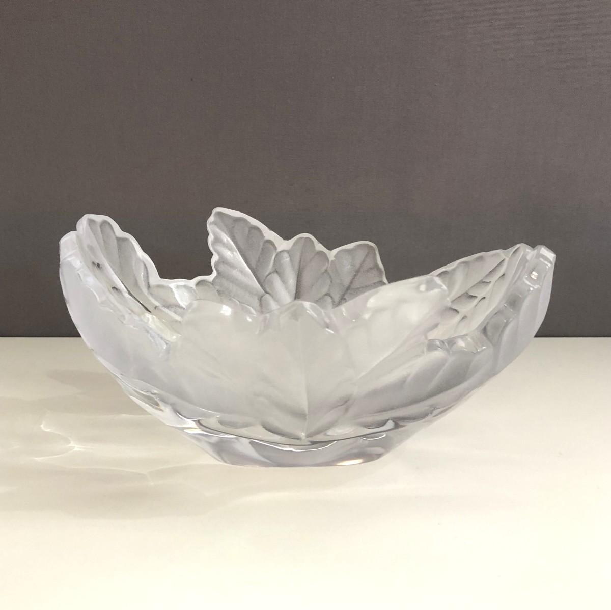 Crystal Bowl / Planter Signed Lalique France Model Compiegne 20 Cm