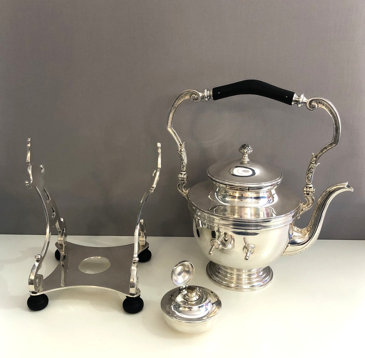 ERCUIS bouilloire / fontaine à thé en métal argenté, modèle LOUIS XV  40 cm-photo-2