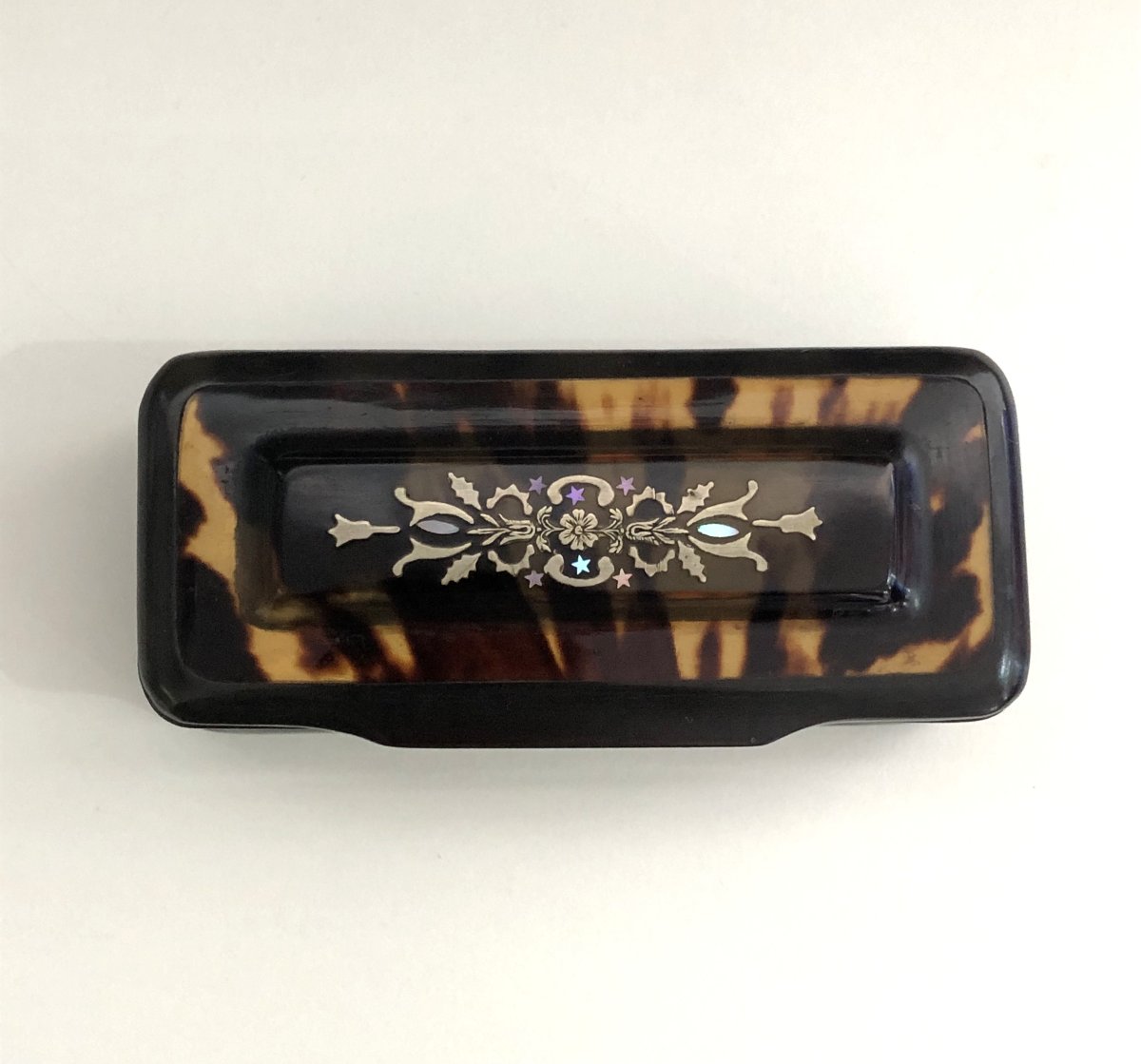 Old Horn And Tortoiseshell Snuffbox With 19th Century Inlays-photo-3
