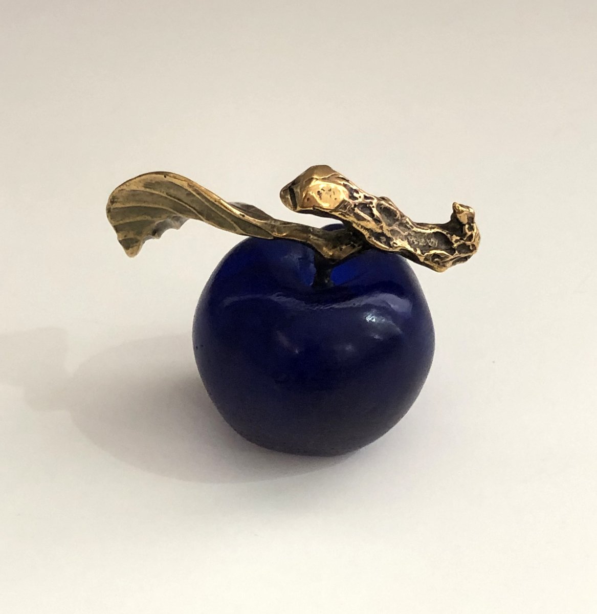 Prune Sculpture In Glass Paste And Bronze Signed Daum France Fruit-photo-3