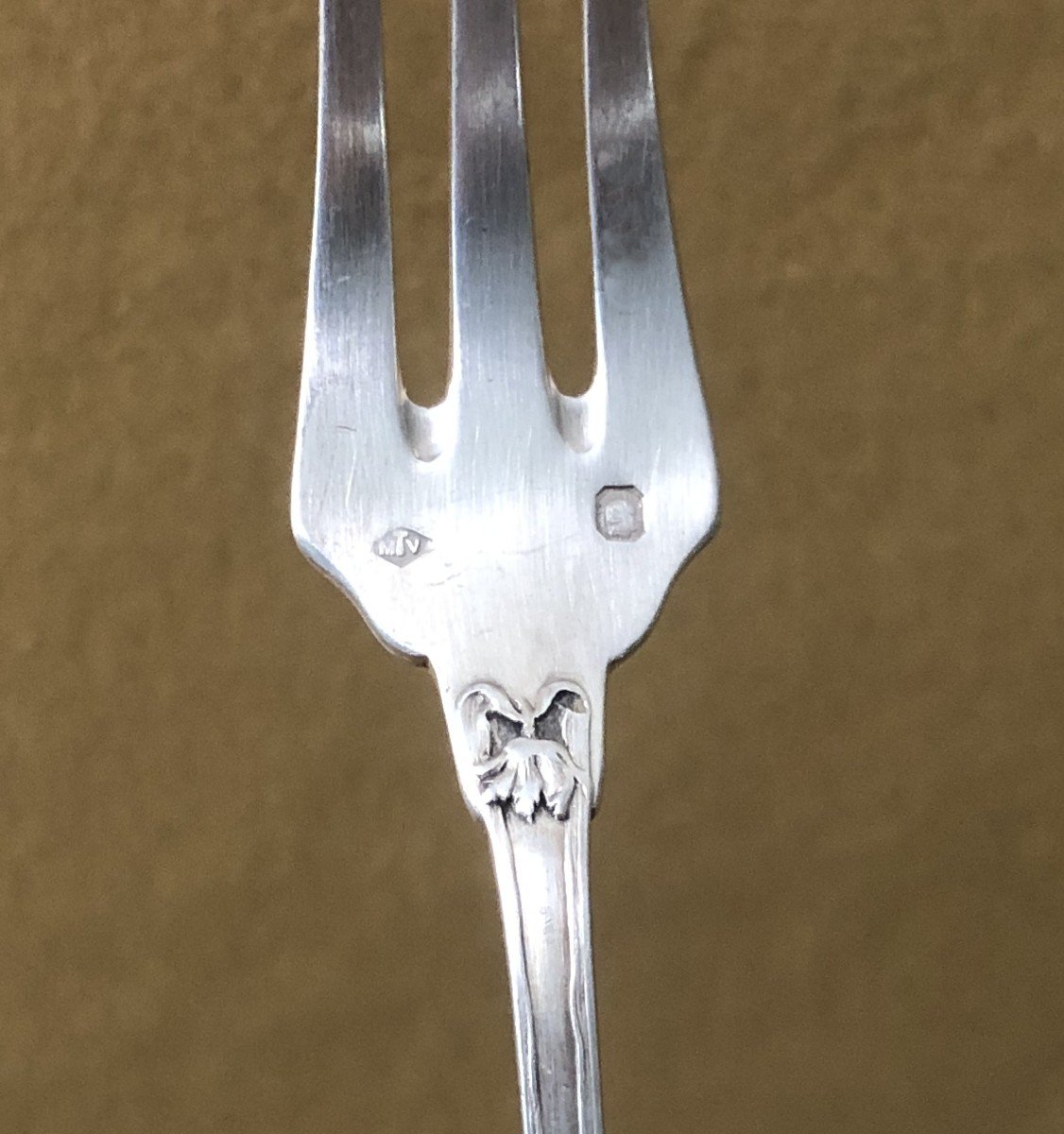 Ménagère de 12 couverts à dessert ART NOUVEAU en argent massif MINERVE par MAILLARD et VAZOU-photo-4