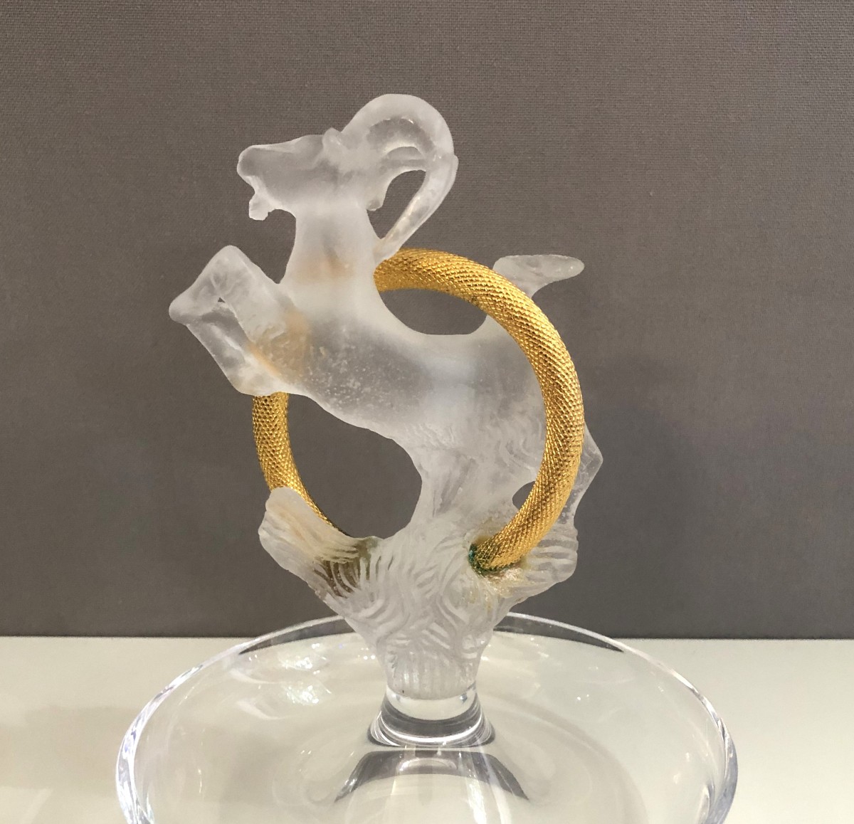 Ibouquetin Empty Pocket Sculpture In Crystal And Glass Paste Signed Daum France-photo-1