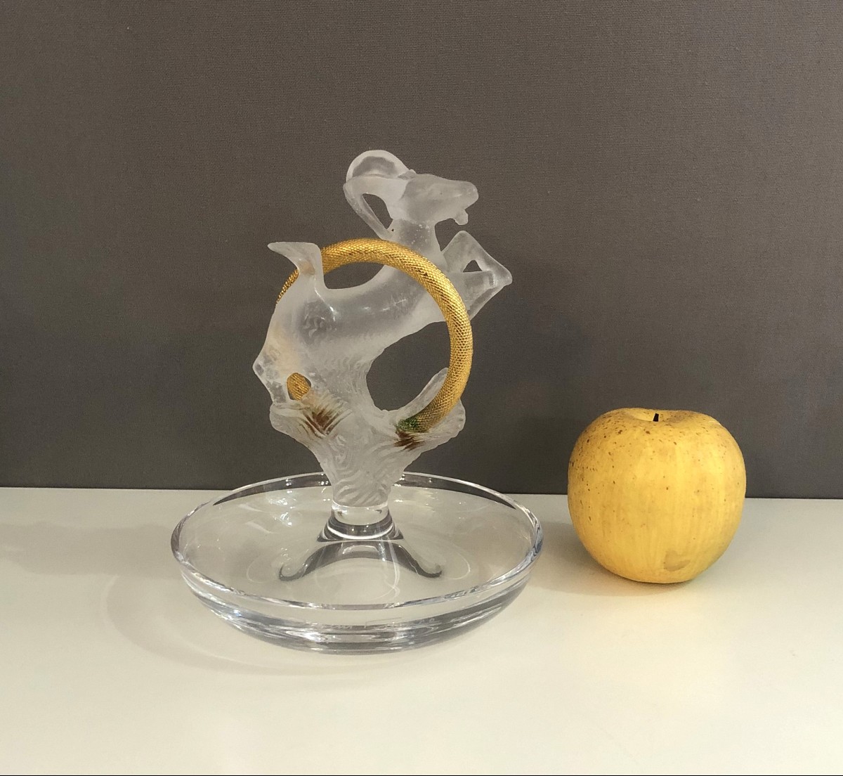 Ibouquetin Empty Pocket Sculpture In Crystal And Glass Paste Signed Daum France-photo-3