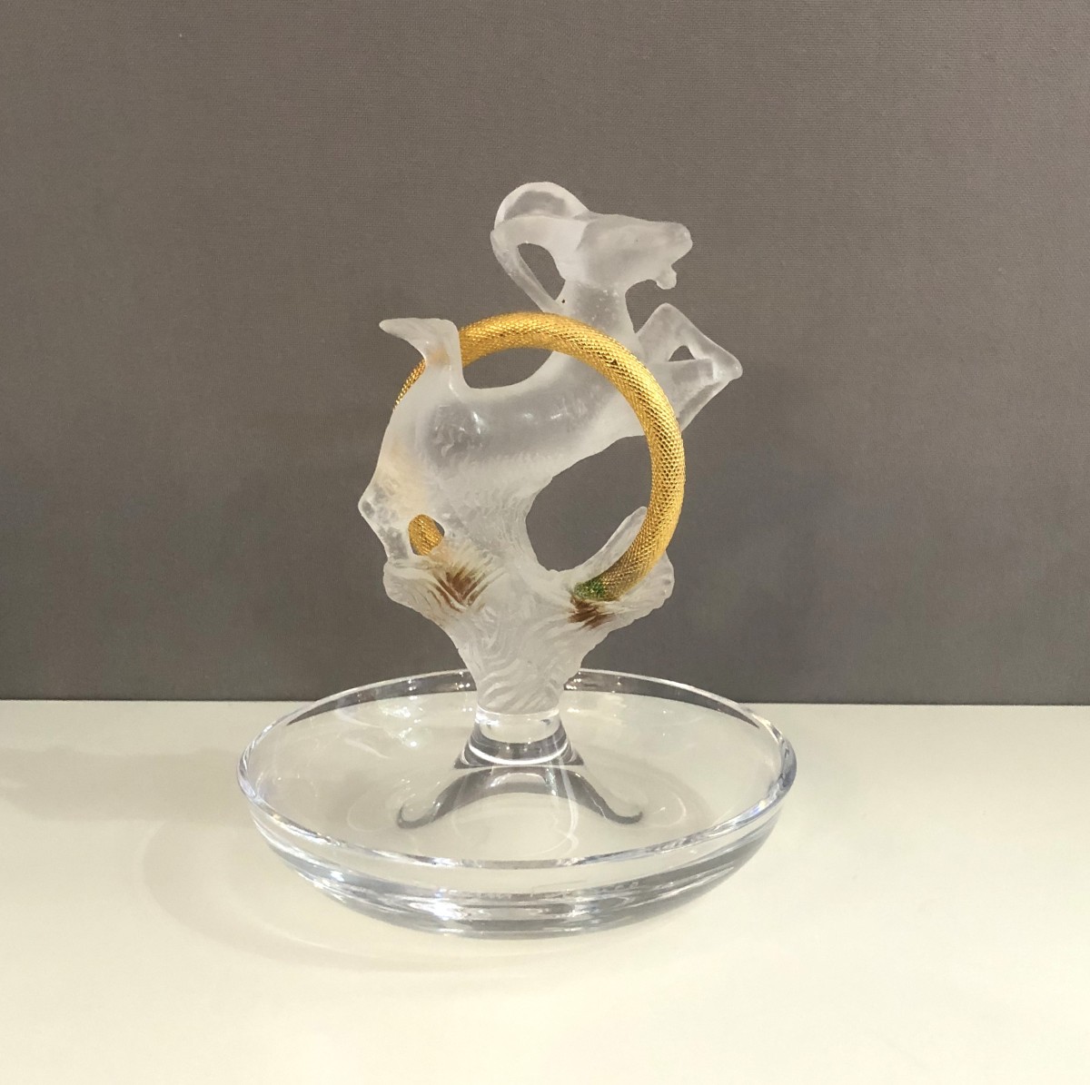 Ibouquetin Empty Pocket Sculpture In Crystal And Glass Paste Signed Daum France