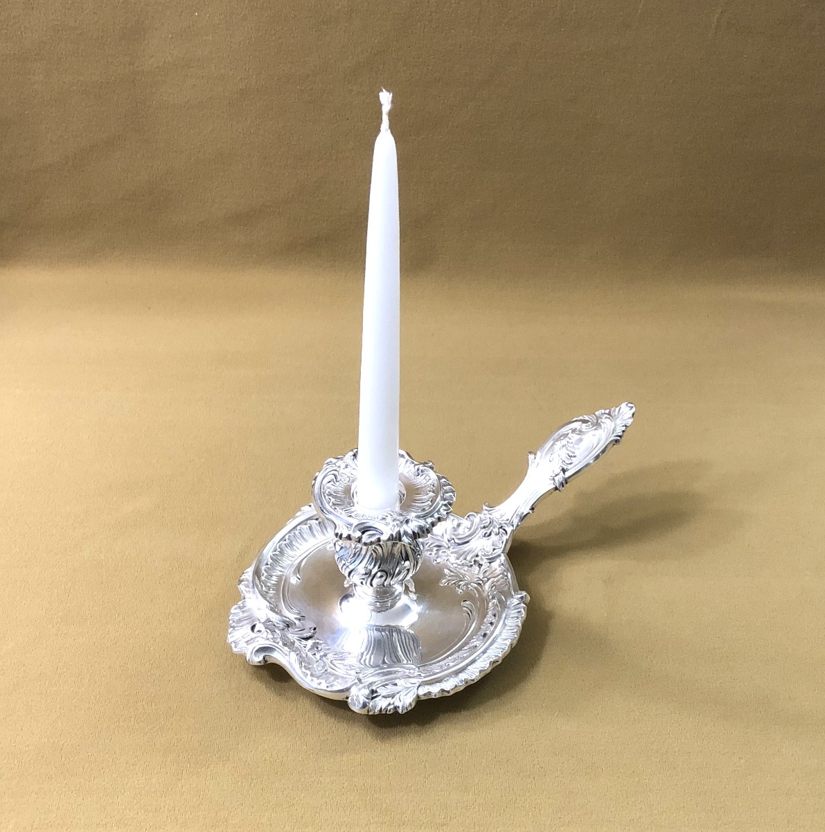 Antique Solid Silver Hand Candle Holder Minerve By Louis Ray-photo-2