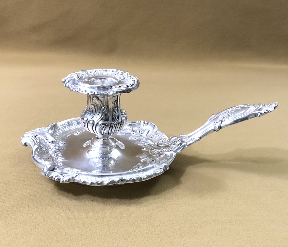 Antique Solid Silver Hand Candle Holder Minerve By Louis Ray-photo-4