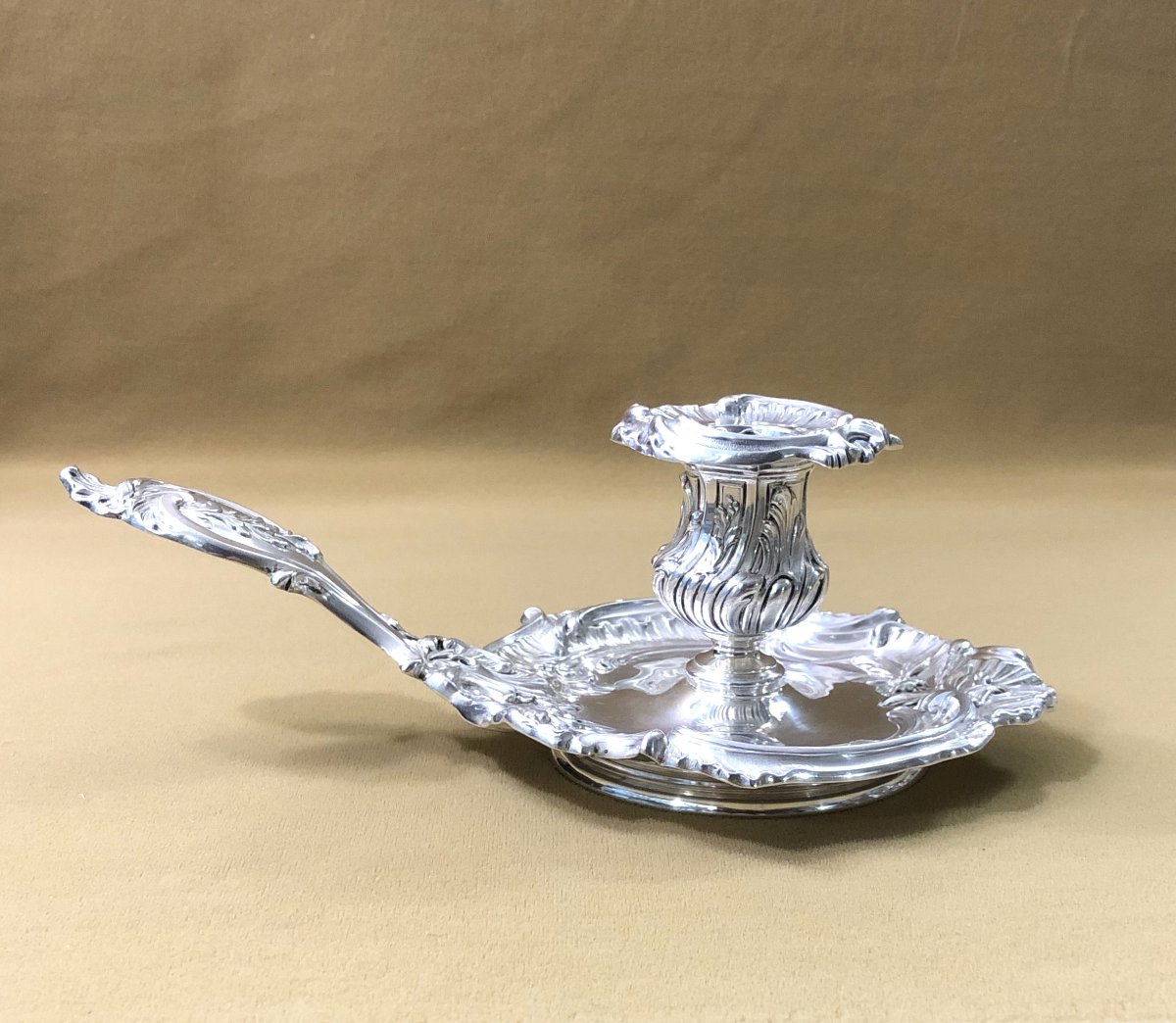 Antique Solid Silver Hand Candle Holder Minerve By Louis Ray-photo-1