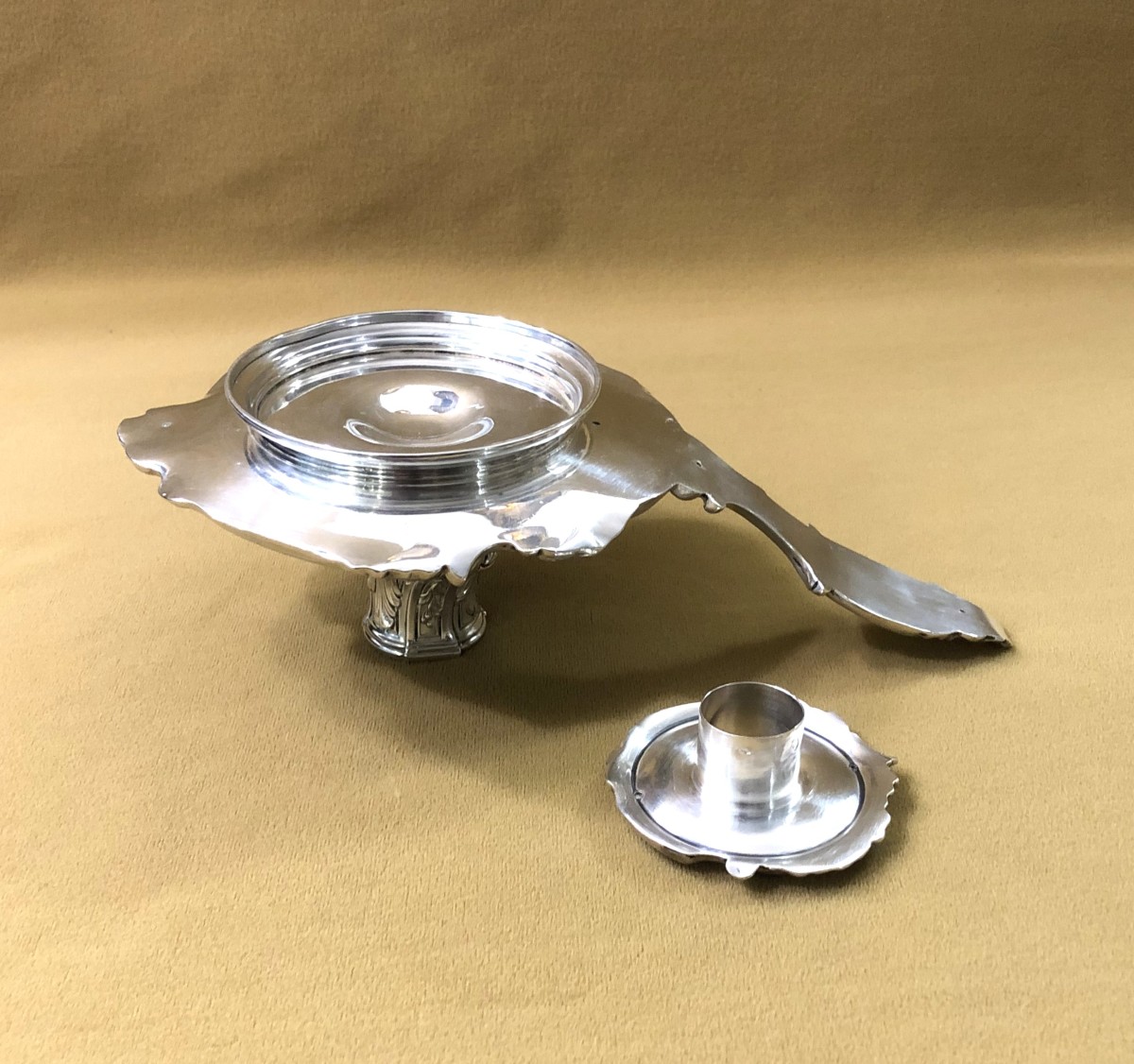Antique Solid Silver Hand Candle Holder Minerve By Louis Ray-photo-6